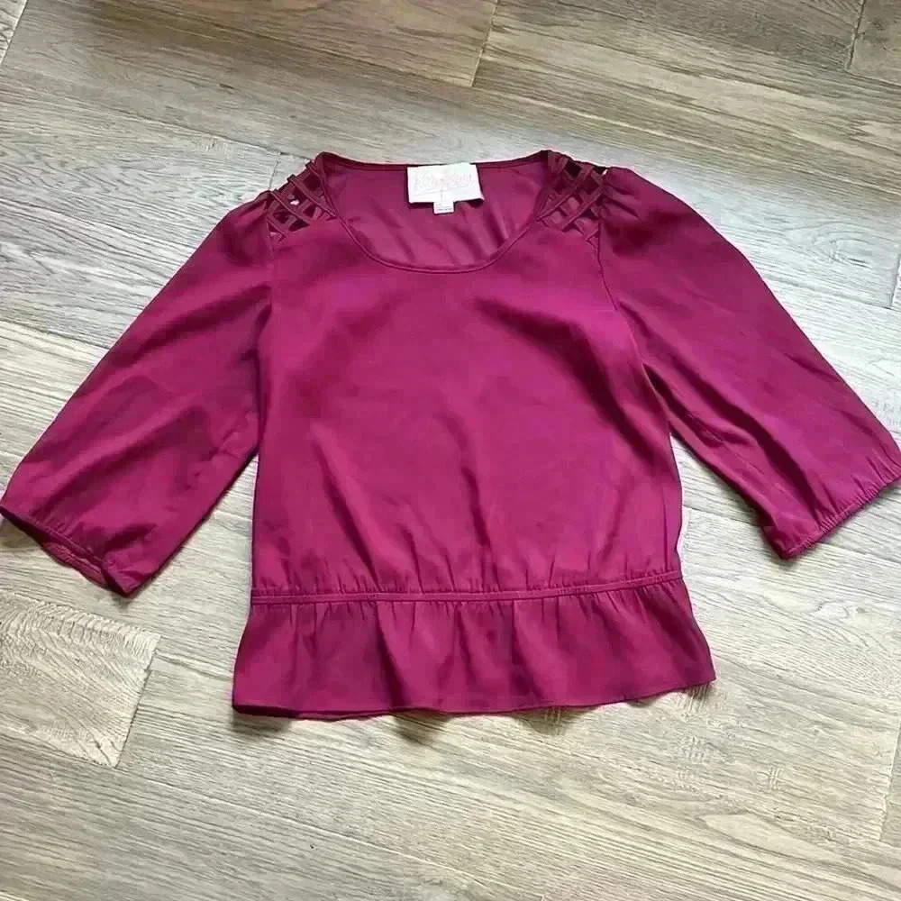 RORY Beca | Plum  fuchsia quarter sleeve blouse
